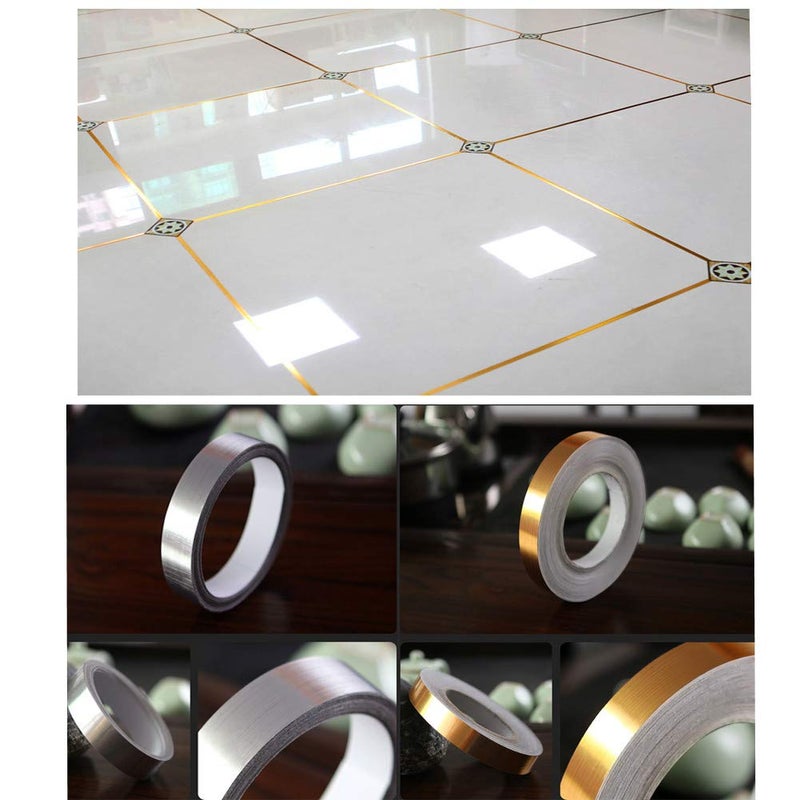 Eanpet 0.4 Inch x 166 Ft Tile Stickers Decorative Floor Wall Sticker Foil Line Peel and Stick Adhesive Waterproof Gap Cover for Kitchen Bathroom Living Room Bedroom (1pc Roll) Silver - Image 3